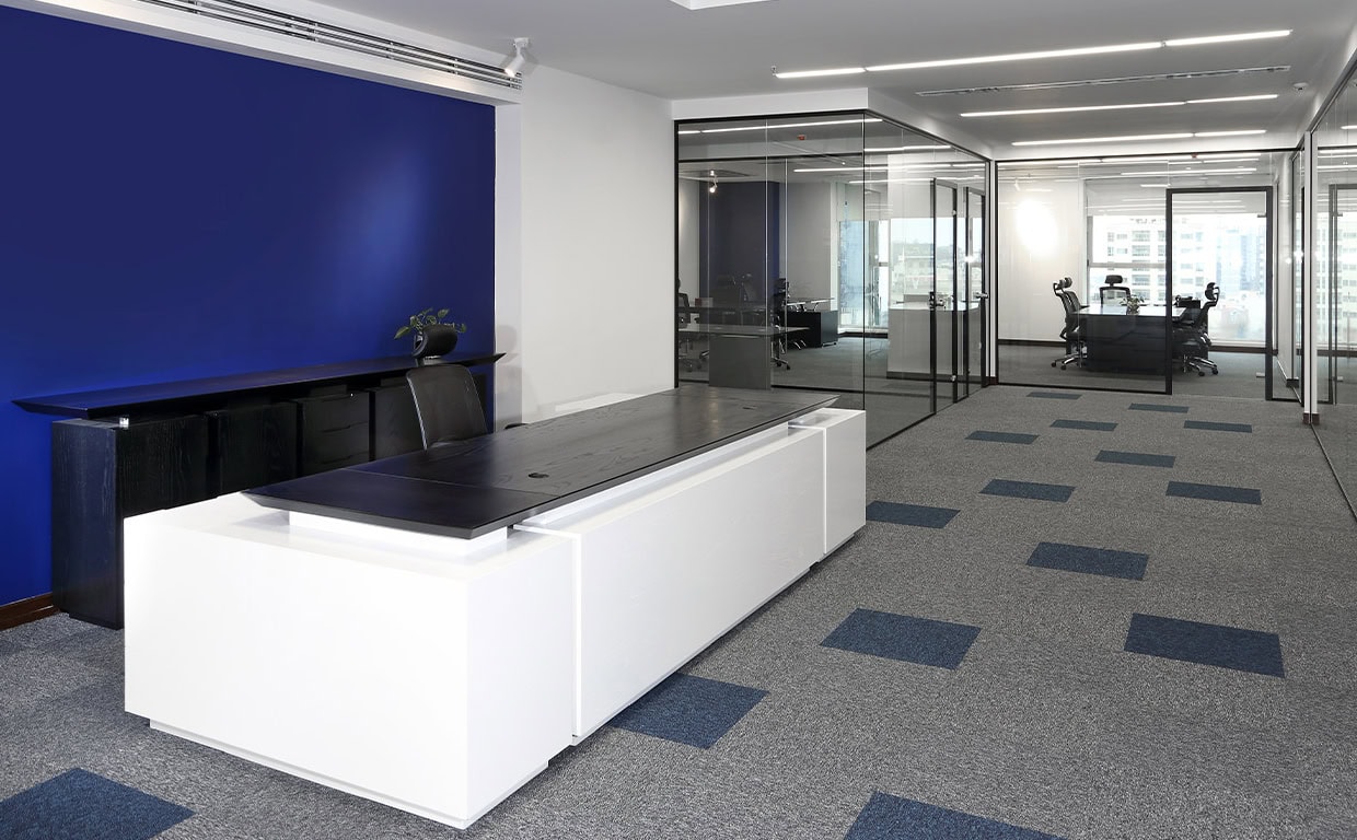 پارتیشن شیشه ای تک جداره فریم لس